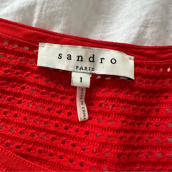 Sandro red pointelle sweater size 1 - Picture 1 of 5